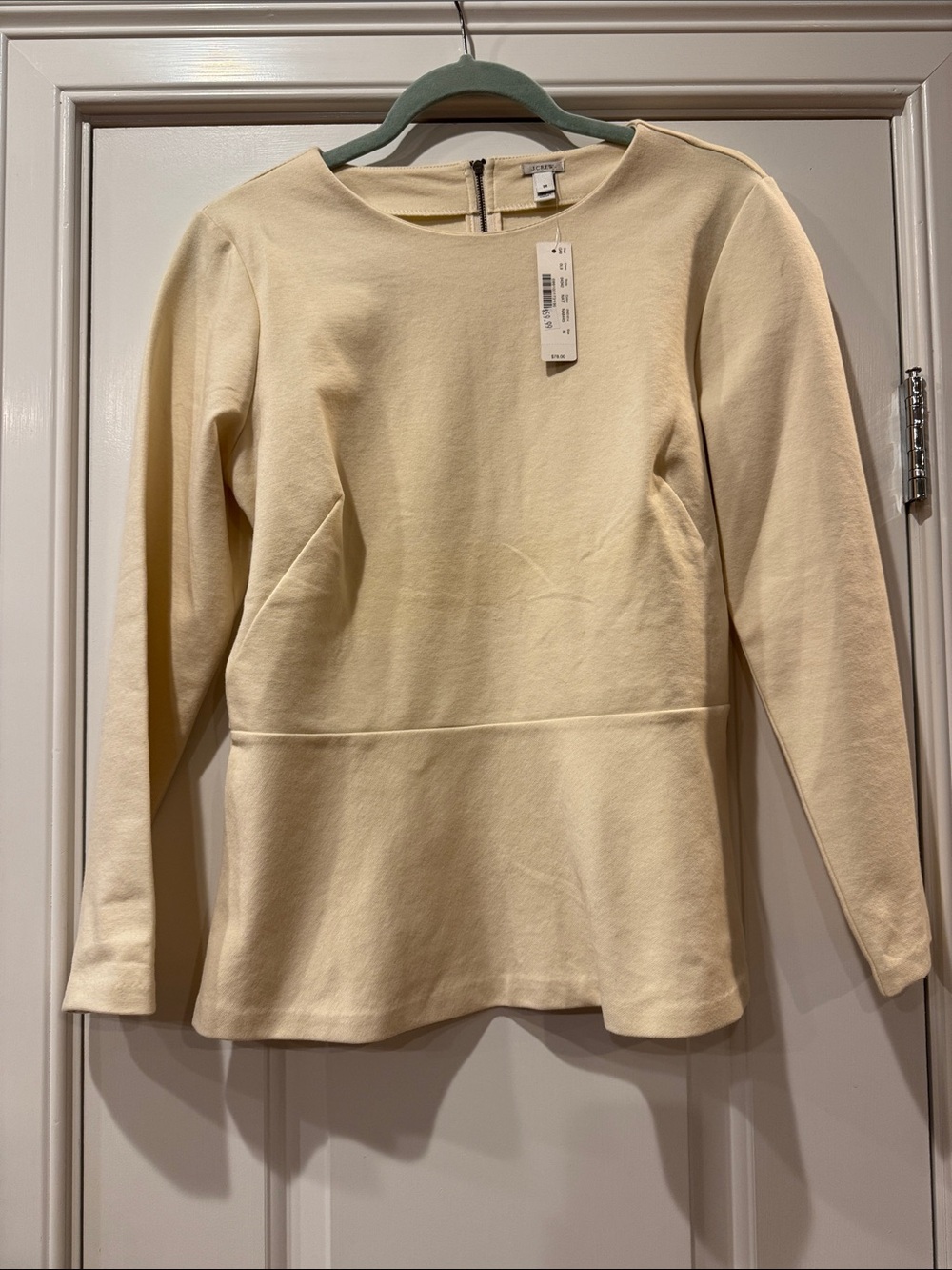 J. Crew Cream Peplum Sweatshirt